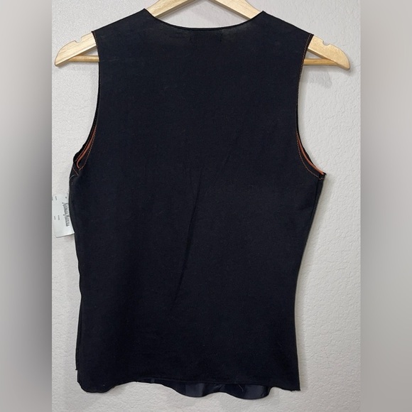 Velvet Black Sleeveless Tank Laser cut Top Size Small - Picture 8 of 9